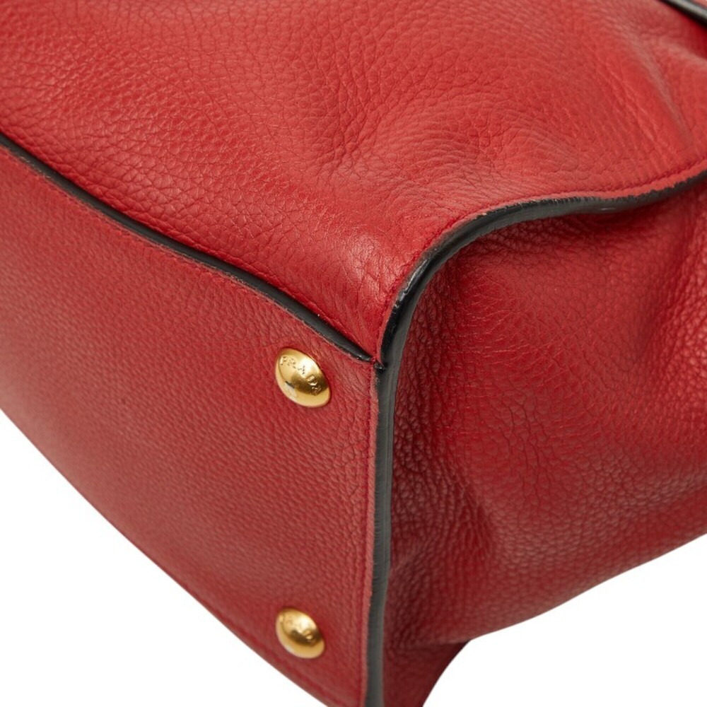 PRADA Red Leather Shoulder Bag - Picture 4 of 13
